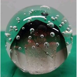 Vintage Art Hand  Blown Glass Controlled Bubble Paperweight Decor‎ Unique Gift
